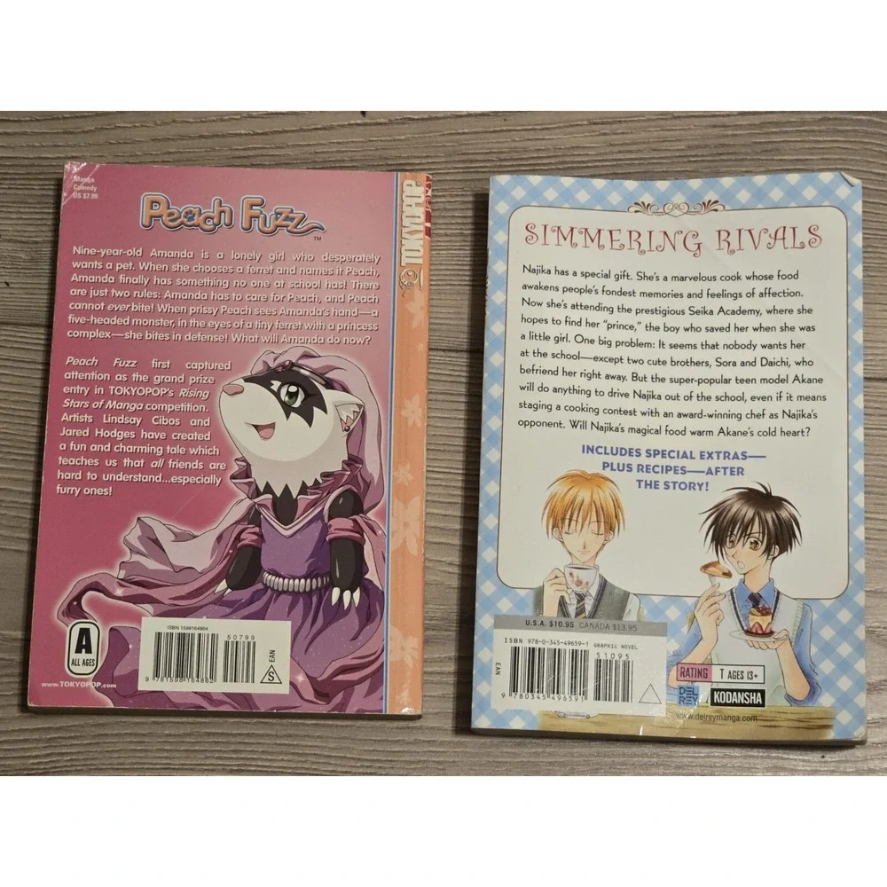 Lot Of 2 Manga Books Kitchen Princess 2 & Peach Fuzz Anime‎